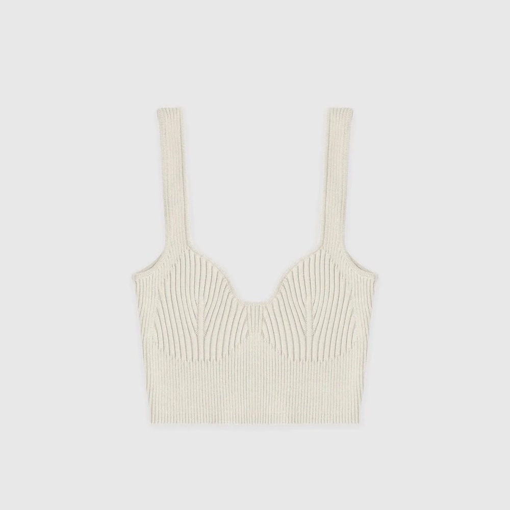 Manière de Voir Set - Beige Ribbed Contour Crop Top & Ombré Flared Leggings - Picture 9 of 15